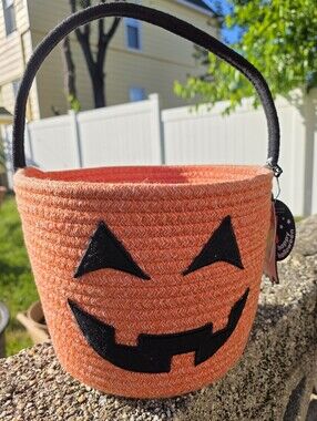 Orange Jack-O'-Lantern Halloween Treat Basket